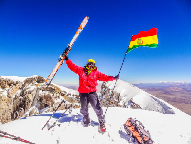 ski in bolivia volcano.